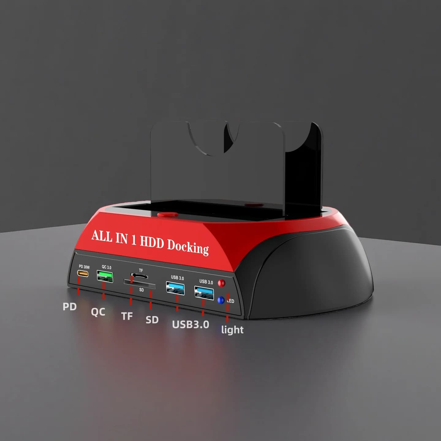 Docking station HDD/SSD all-in-one SATA/IDE 2.5/3,5" with offline cloning USB 3.0 Hub SD/TF card reader Fast charging PD/QC