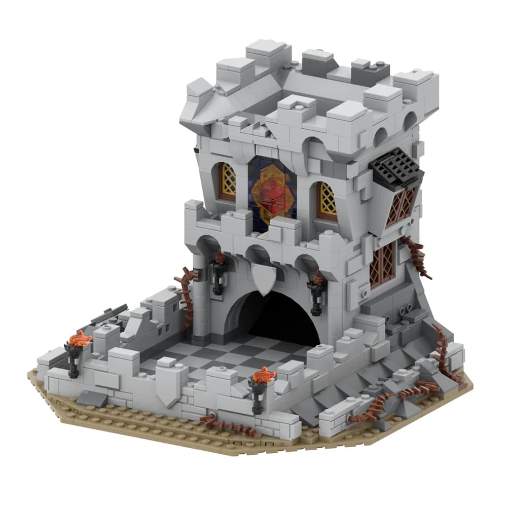 Gobricks MOC Medieval Castle Dice Tower Bricks Model Playing Game Hollow Dice Tower Building Blocks Toys Gift Juguetes