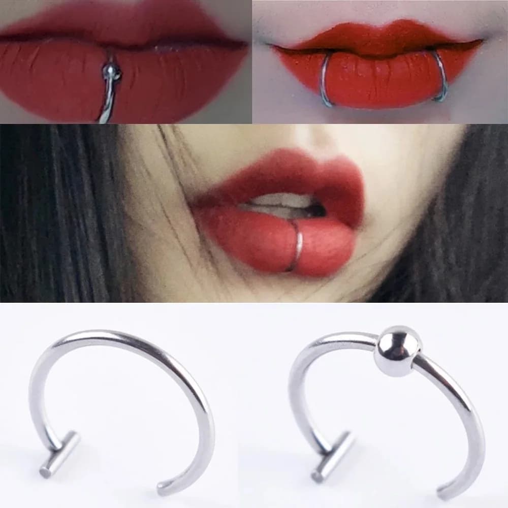 1 piece stainless steel rings fake nose circles, silk rings C clip ring for lip fake piercing nose jewelry for body not perforated for women