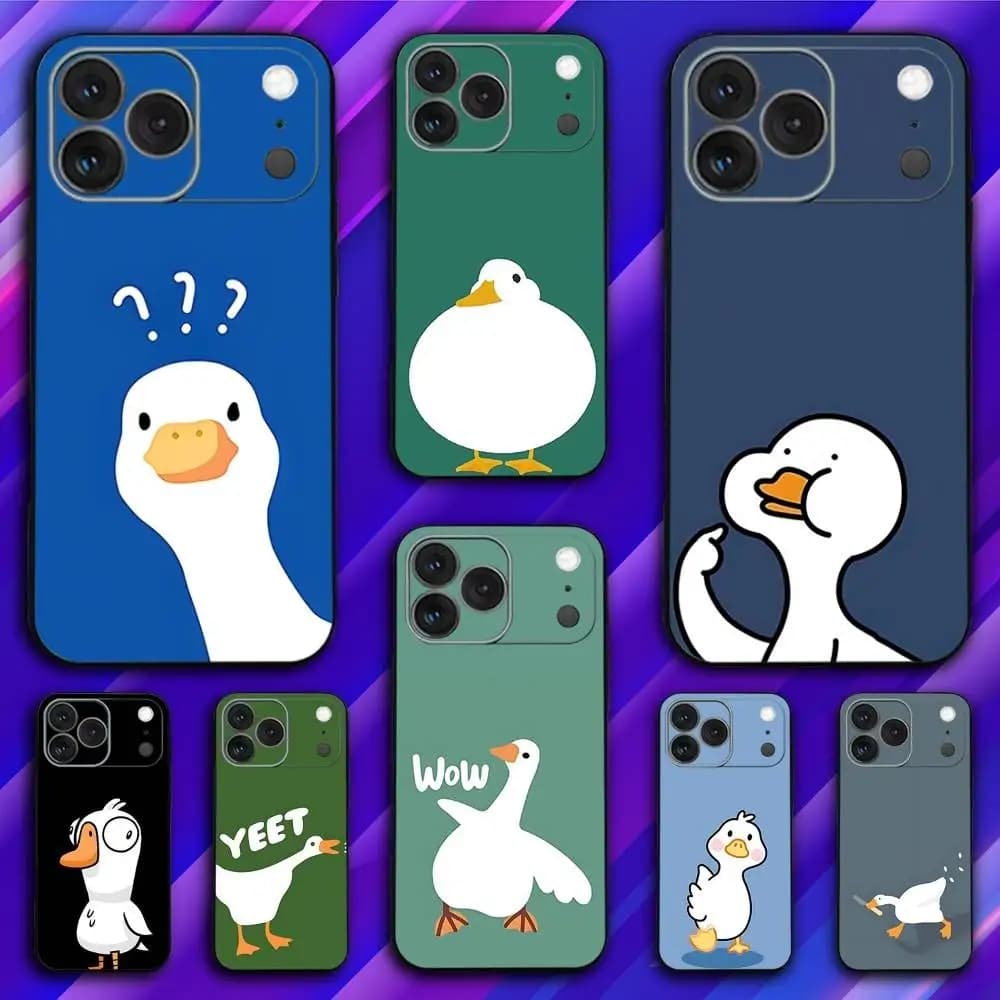 Custodia per telefono D-Duck Cartoon G-Goose per iPhone 17,16,15,14,13,12,11,Pro,Max,Plus,X,XS,SE4,E,Mini, custodia morbida nera