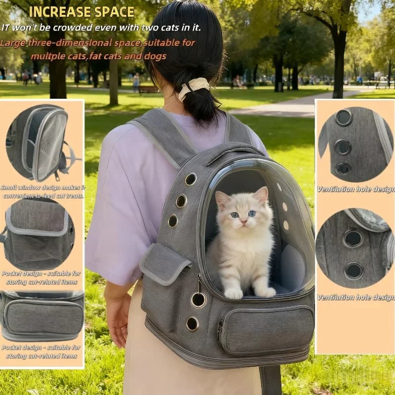 Nuovo Zaino Trasparente per Trasporto Animali Domestici, Borsa a Tracolla Traspirante per Gatti e Cani di Piccola Taglia, Accessori da Viaggio per Gatti e Cani