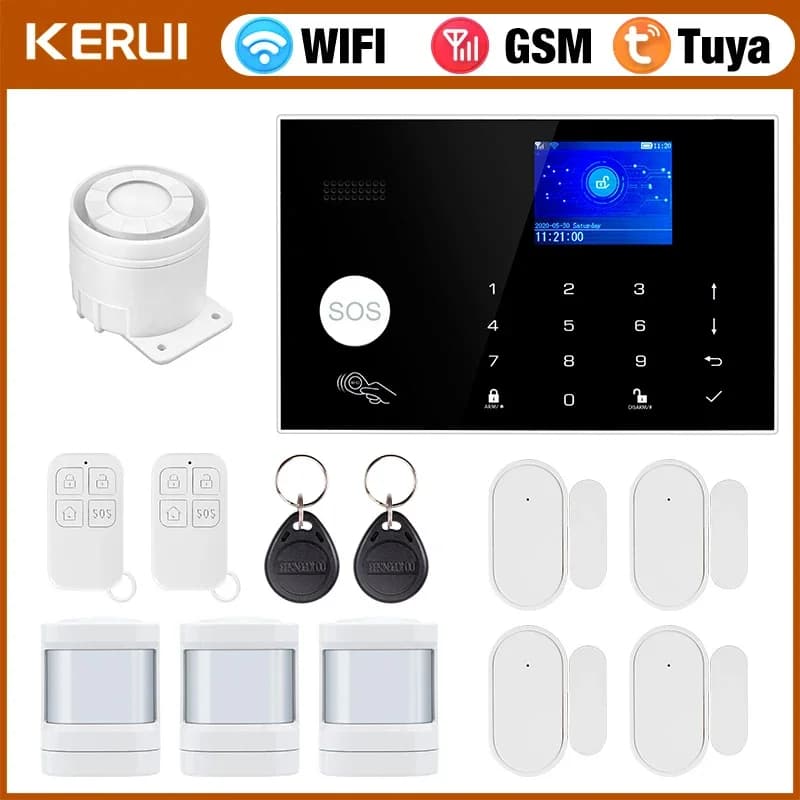 KERUI G30 Sistema di Allarme per Casa WIFI GSM Pannello di Allarme di Sicurezza con Display di Temperatura e Umidità Funziona con Alexa Tuya Smart App