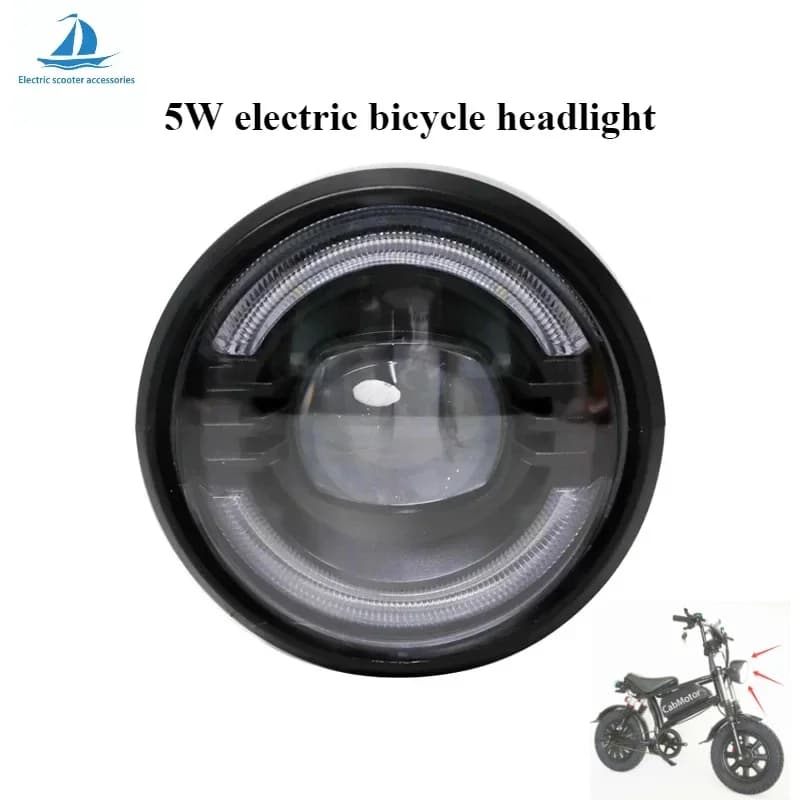 Faro Elettrico 5W per Bicicletta, Luce LED per Moto e Auto Elettriche, Accessori Luminosi per Moto, Adatto per E-Bike 24V-72V