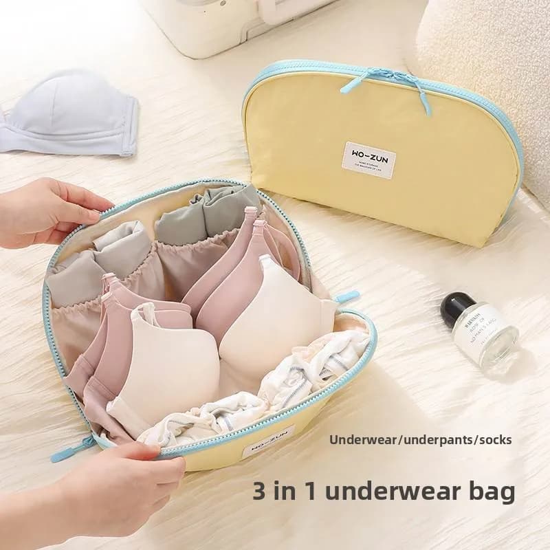 Borsa Portatile da Viaggio per Biancheria Intima, Calzini e Lingerie, Organizzatore Tre-in-Uno per Abbigliamento Intimo, Stile Giapponese per Viaggi