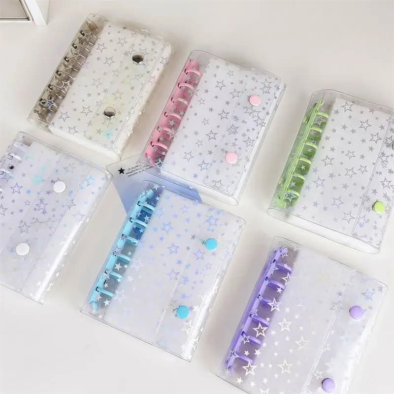 A7 Size Glitter Stationery Binder Notebook Shell Pocket Notepads DIY Postcards Collect Portable Hand Account Book Shell