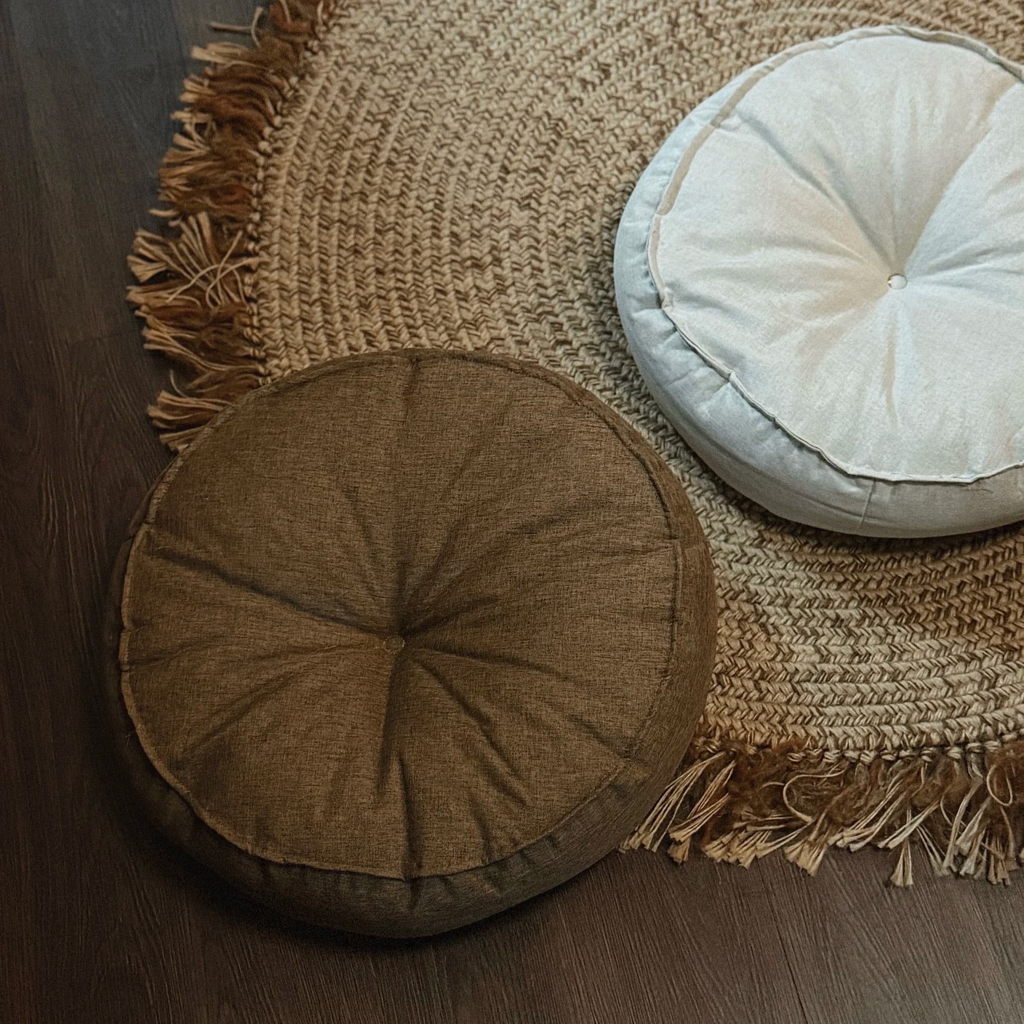 Cuscino Zafu in Lino Stile Giapponese per Yoga e Meditazione Zen, Tappetino Rotondo Tatami, Federa Decorativa per Casa