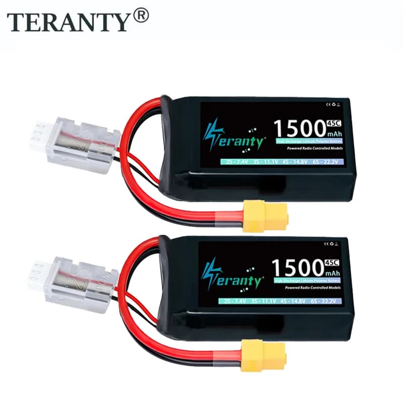 1/2pcs TERANTY 2S Lipo Batteria 45C 1500mAh 7.4V Breve Con T XT30 XT60 Spina per RC Auto Drone Aereo Quadcopter Elicottero FPV