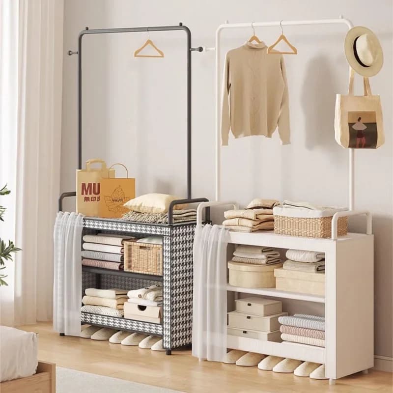 Floor racks for clothes hangers for indoors with dust cover for small apartments