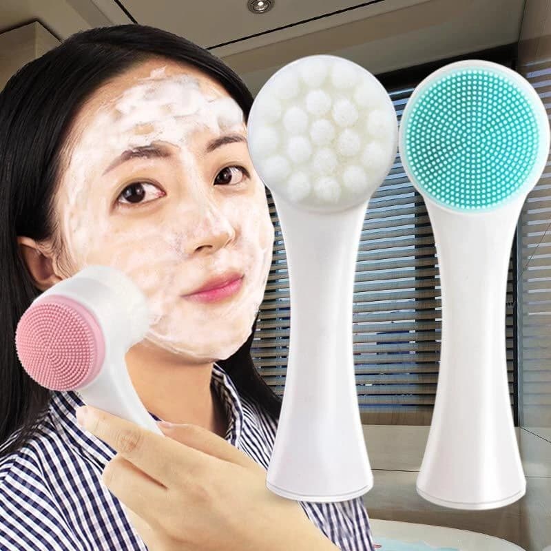 Double Face Silica Gel Face Brush, Face Detergent, Remove Black Points, Pori Cleaner, Exfoliating, Face Brush