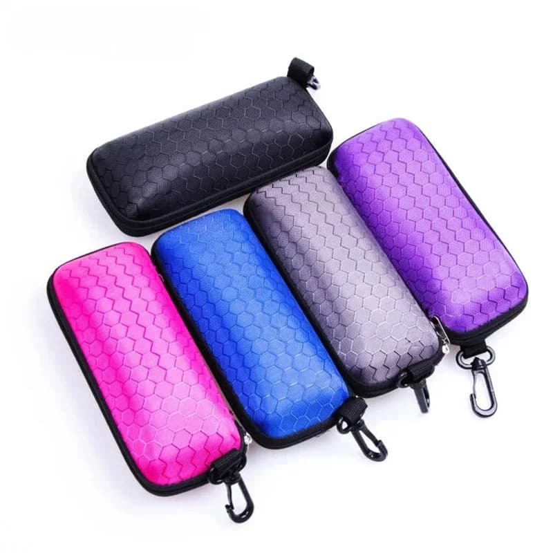 Eyewear Case in Nido d'Ape, Eyewear Box with Hinge, Black Sunglass Case with Hinge