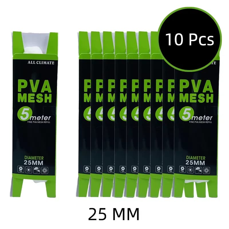 10 pz PVA Maglia Pesca Alla Carpa Feeder Esca Lanciatore Reti di Dissoluzione Dell'acqua, 5 M 18mm 25mm 37mm 44mm Ricarica Capelli Carpa Rig Tackle