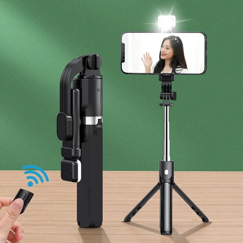 Portable selfie port Bluetooth 70 cm multifunctional retractable phone port with selfie light Wireless remote shutter