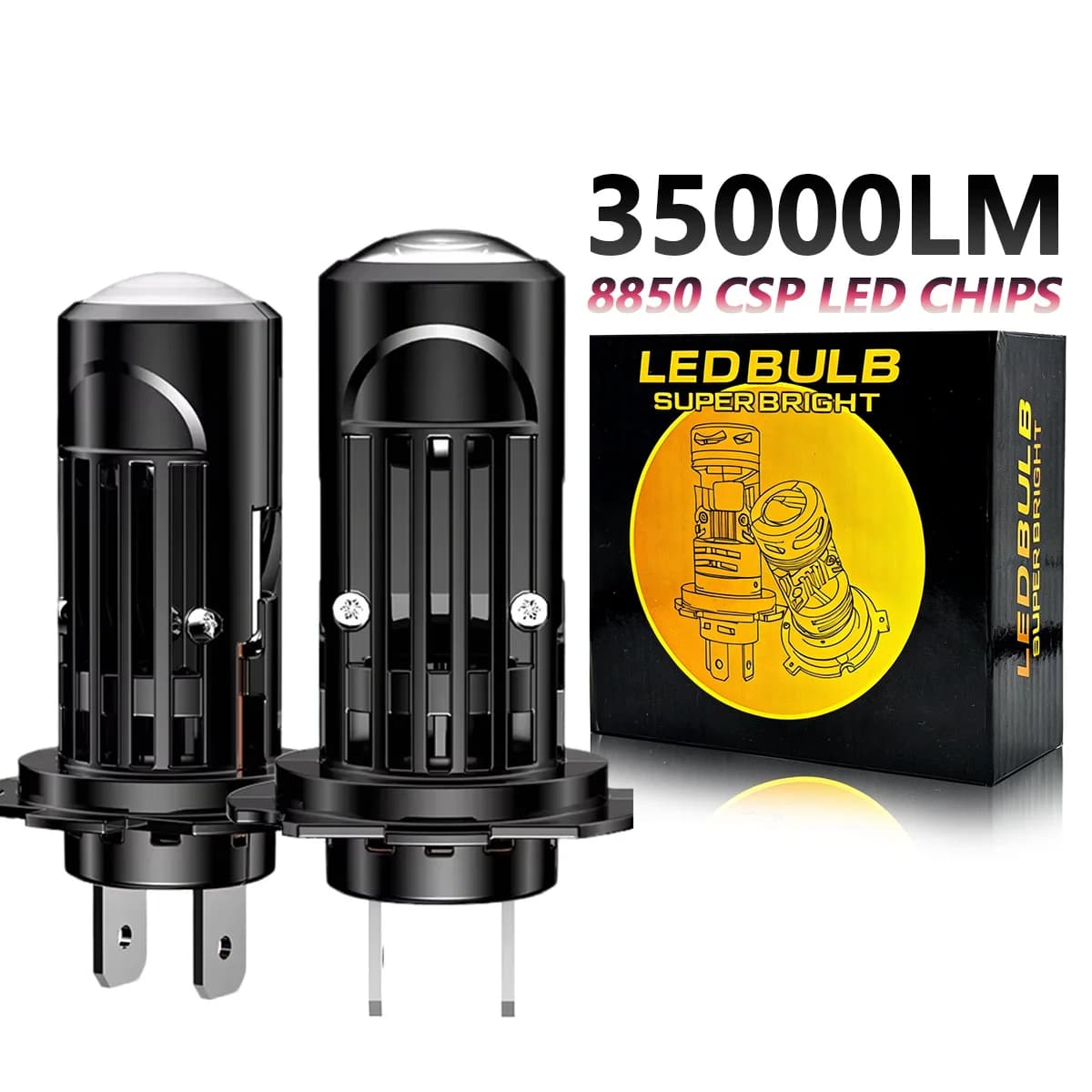 2PC H7 LED Headlight Bulb 300W Mini Projector Lens Canbus 35000LM Super Bright LED 6500K 1:1 For Car&Motorcycle