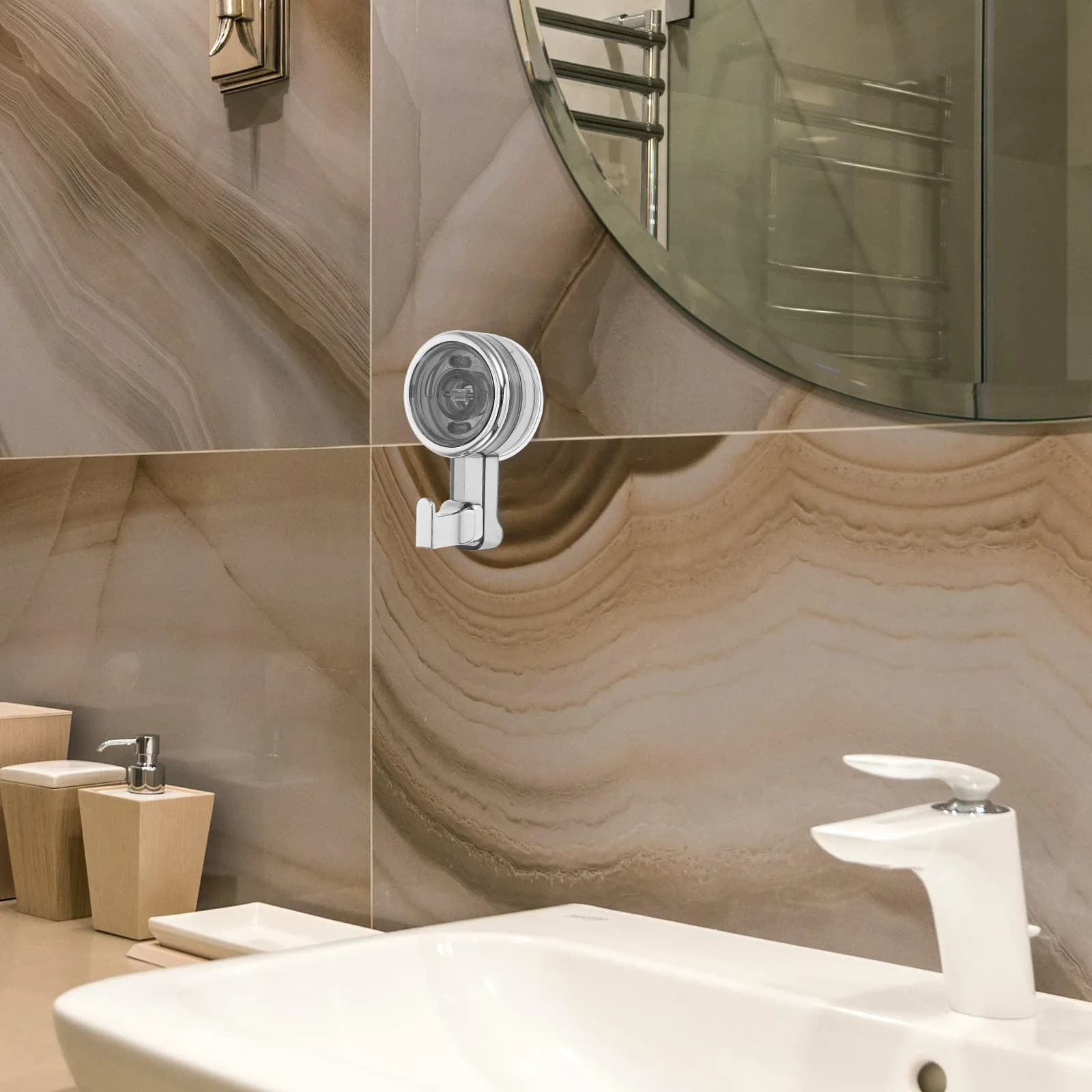 Gancio da Bagno con Forte Ventosa, Senza Foratura, Montaggio a Parete, in Plastica, per Piastrelle, Vetro, Pareti Doccia, Rimovibile e Riutilizzabile