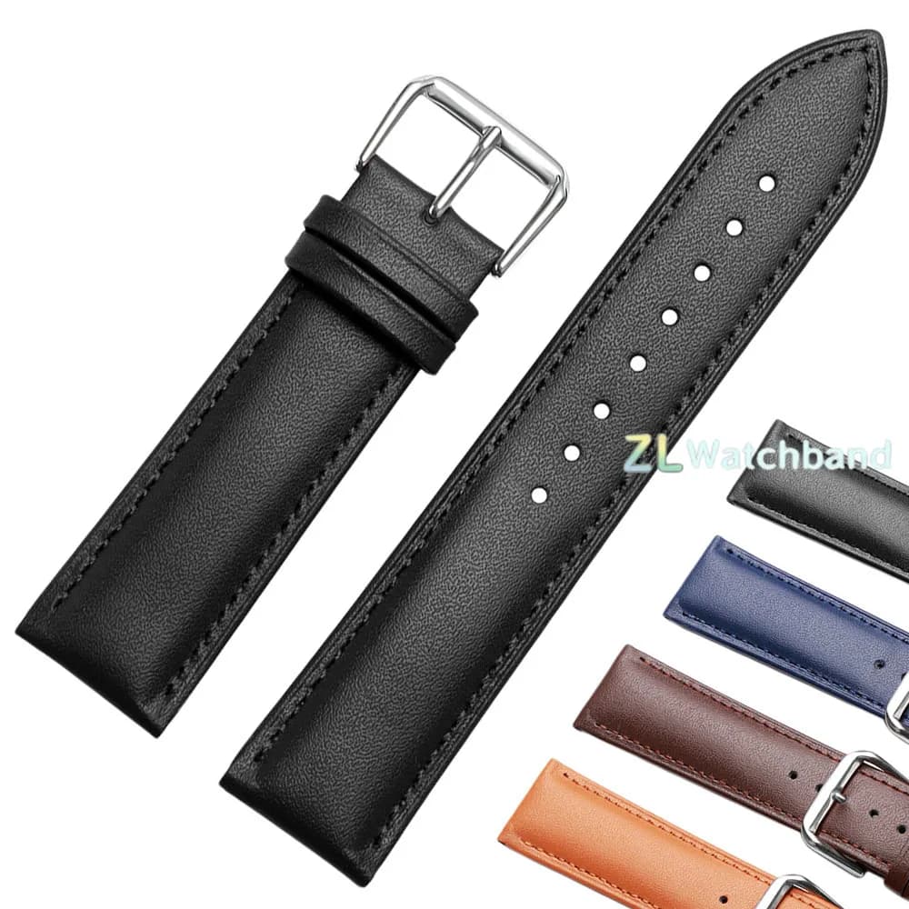 Genuine Leather Watchbands Calfskin Replace Wristwatch Straps 18mm 20mm 22mm 24mm Watch Accessories Men Women Soft Watchband