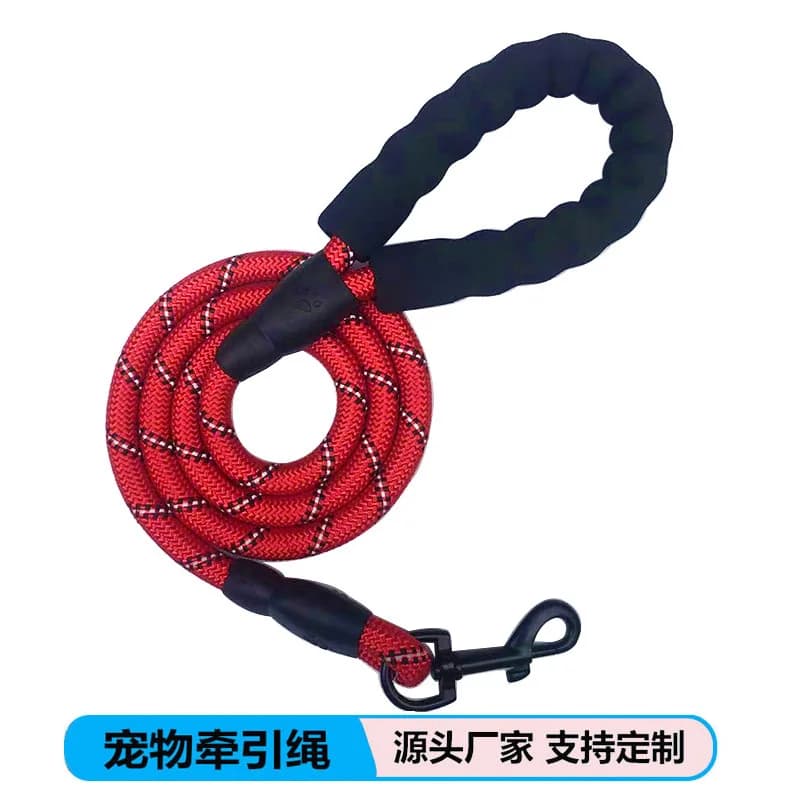 Guinzaglio per cani multifunzionale e robusto con impugnatura morbida e imbottita, guinzaglio per cani riflettente con corda circolare di 1,0 cm di spessore