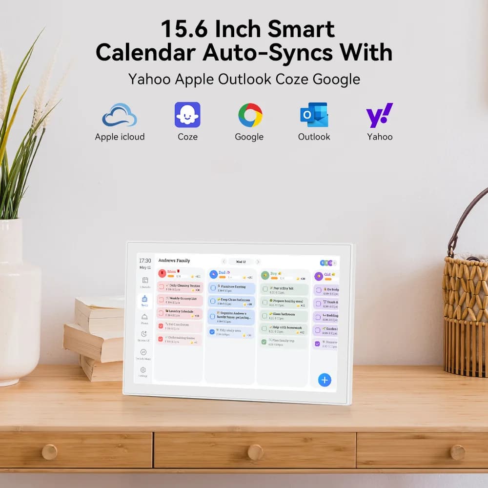 15.6-Inch Zoll Touchscreen WiFi Smart Digital Kalender Interaktives Display Calendar photo frame Bilderrahmen mit APP Familie