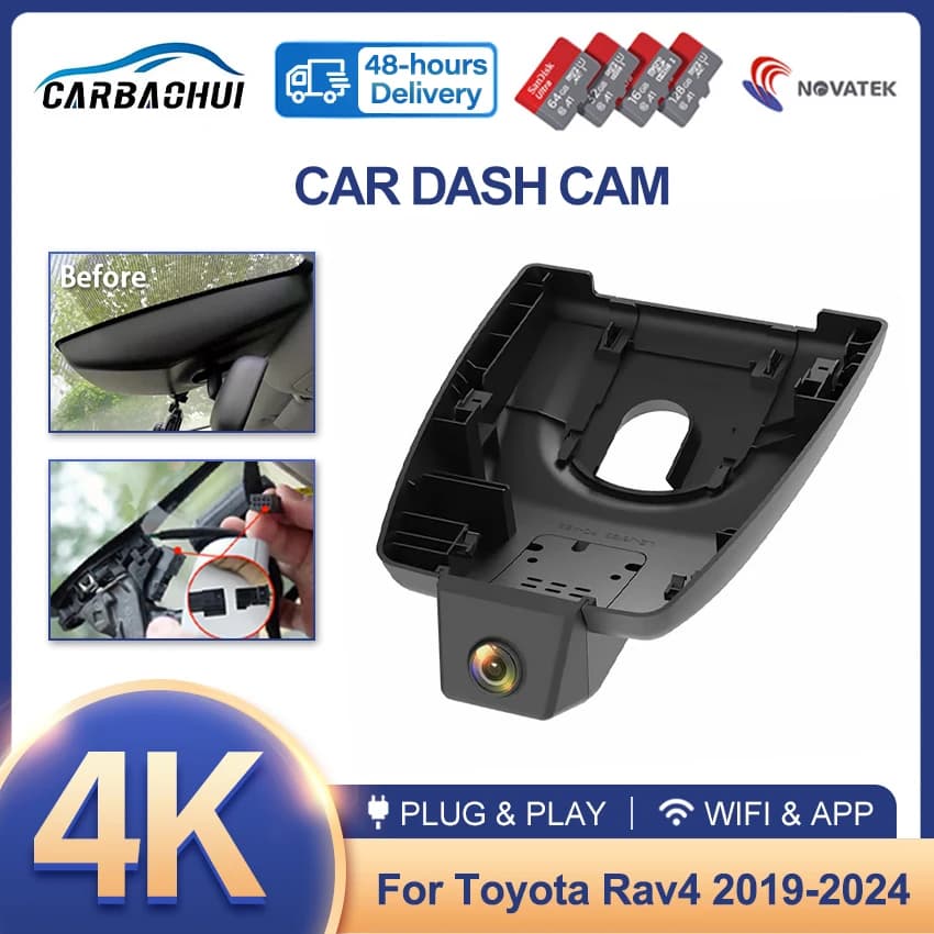 Dash Cam for Toyota RAV4 5th Gen 2024 2023 2022 2021 2020 2019, Plug and Play 2160P DVR for car for Harrier/Venza, for Suzuki Across