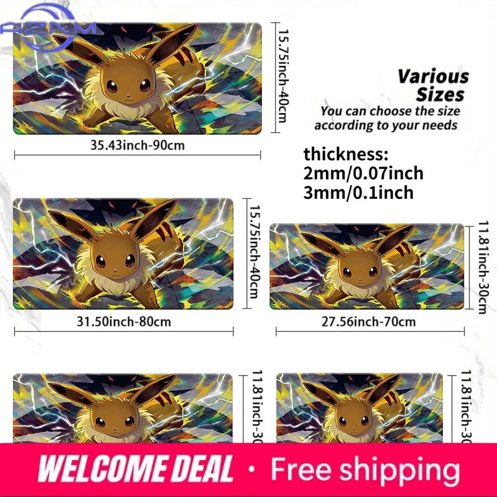 Tappetino per mouse da gioco Thunder Eevee Battle Scene con base in gomma antiscivolo