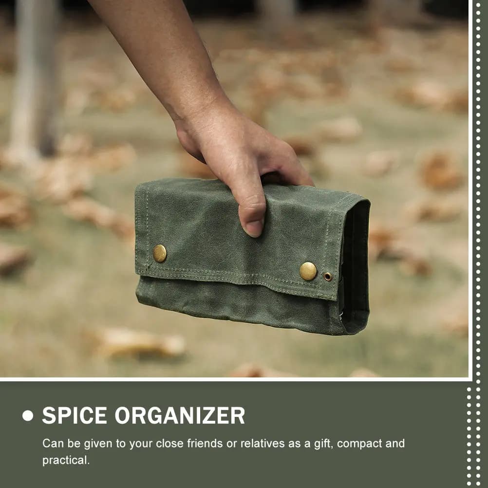 Set di 1 Contenitore Impermeabile in Tela per Spezie, Organizzatore per Condimenti per Campeggio, Picnic, Cucina all'Aperto, Viaggi