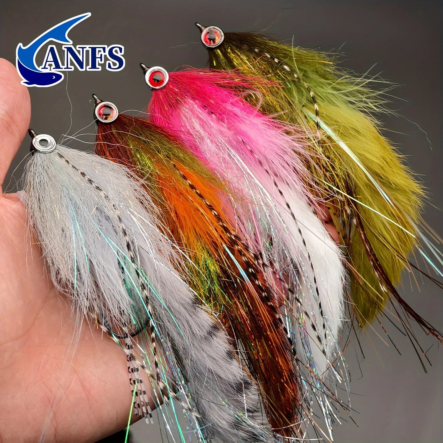 ANFS 1pc Esche da pesca a mosca premium, esca da mosca realistica con streamer di grandi dimensioni per salmone, spigola, luccio, trota - Regalo ideale per pescatore