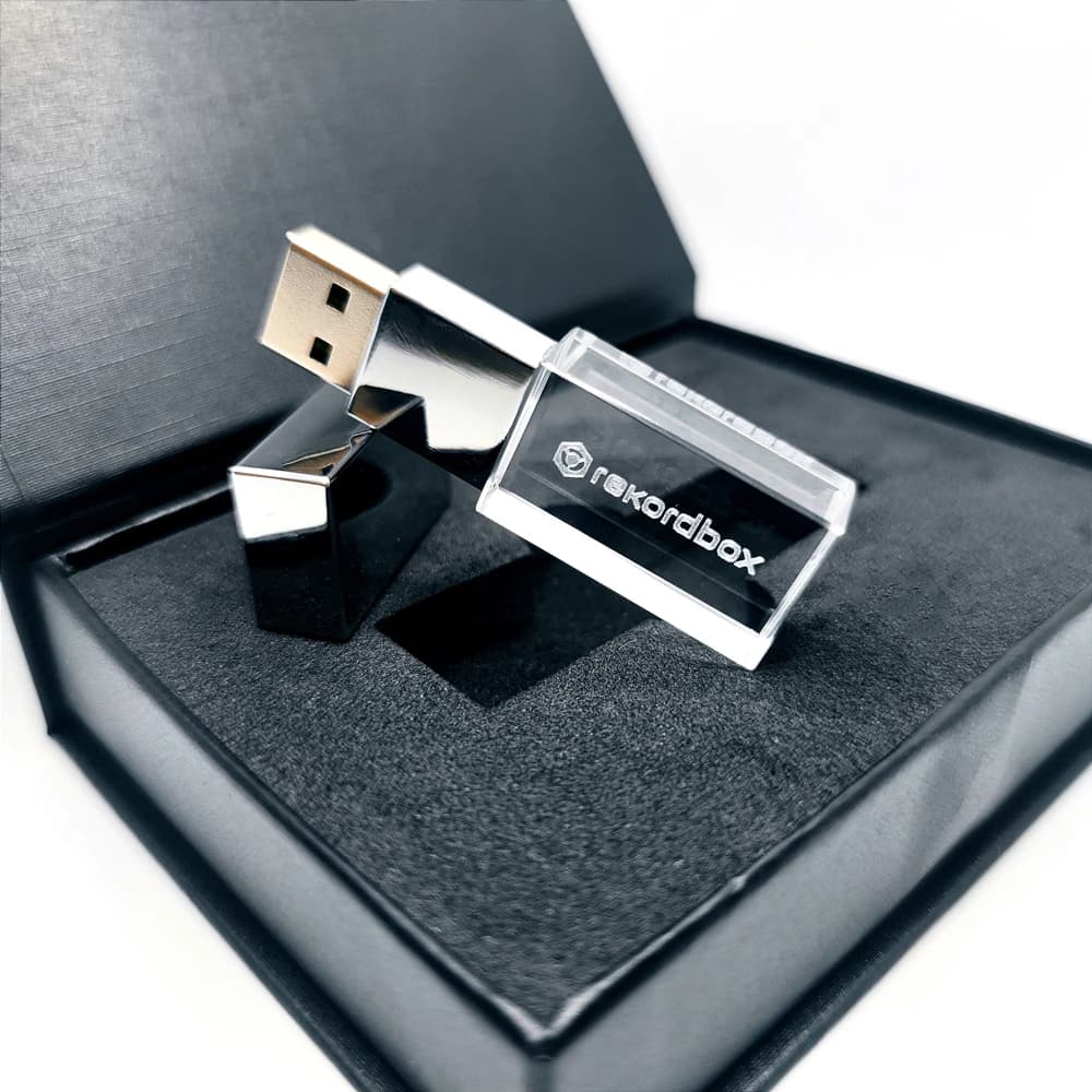Nuovissimo LED colorato DJ USB3.0 Pen Drive in cristallo d'argento con confezione regalo 16 GB 32 GB 64 GB 128 GB