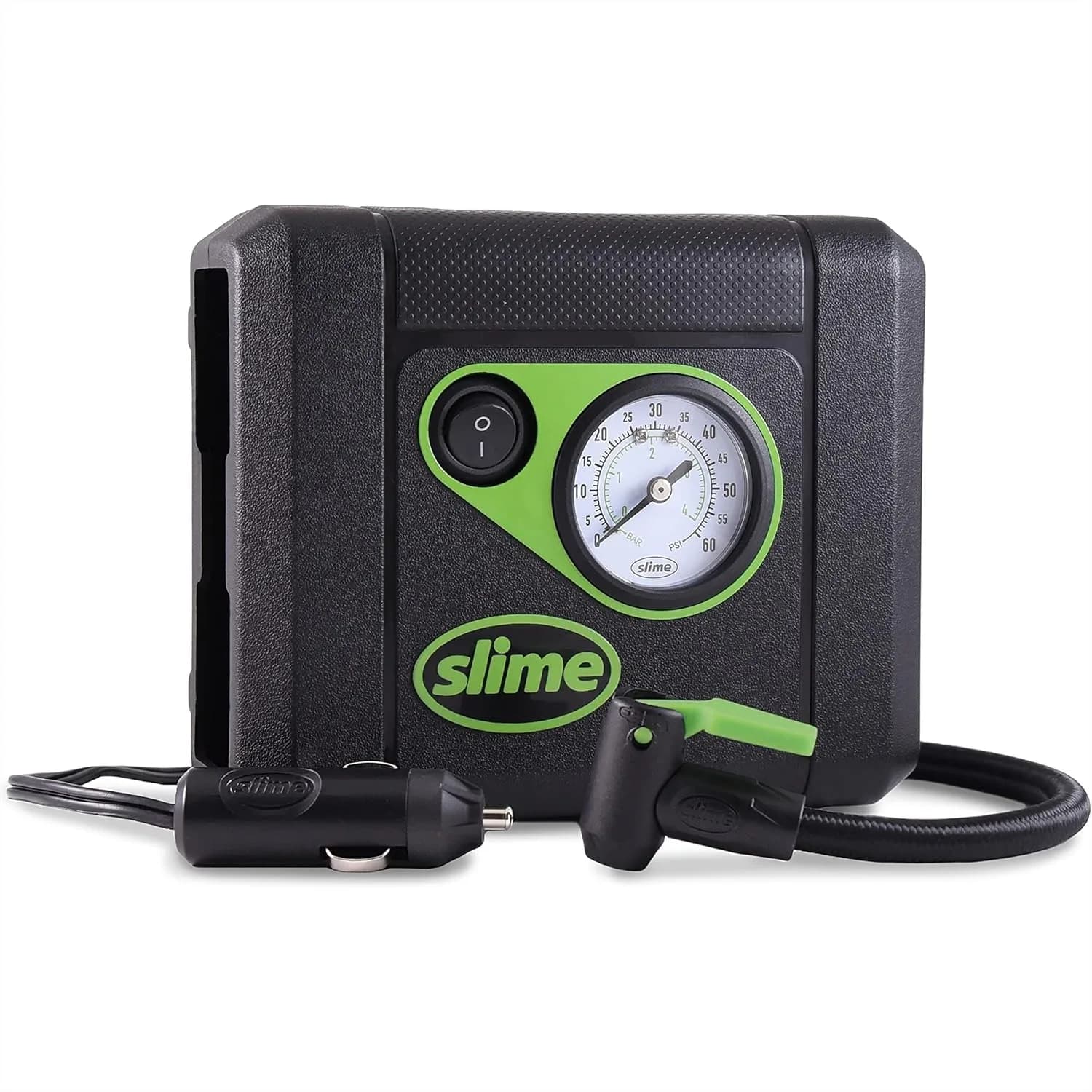 Compressore d'Aria Portatile per Auto, Gonfiatore Compatto con Manometro Analogico e Tubo a Connessione Rapida per Riparazione Pneumatici, Alimentazione 12V