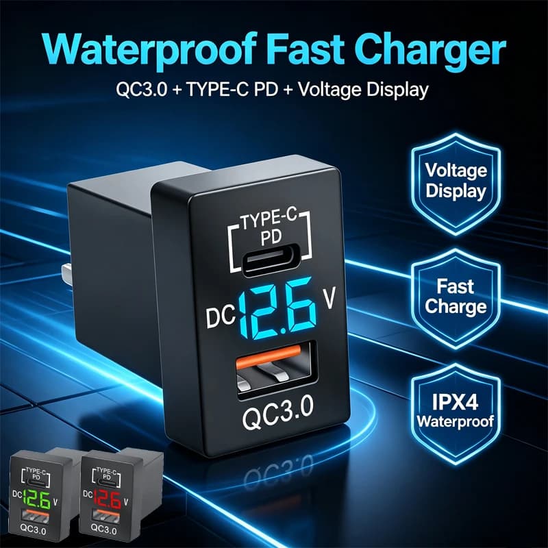 Car and Boat Charger Type C Pd Qc3.0 Usb Fast Charger Socket 12V-24V Mobile Phone Charging Power Adapter Socket Usb C Car