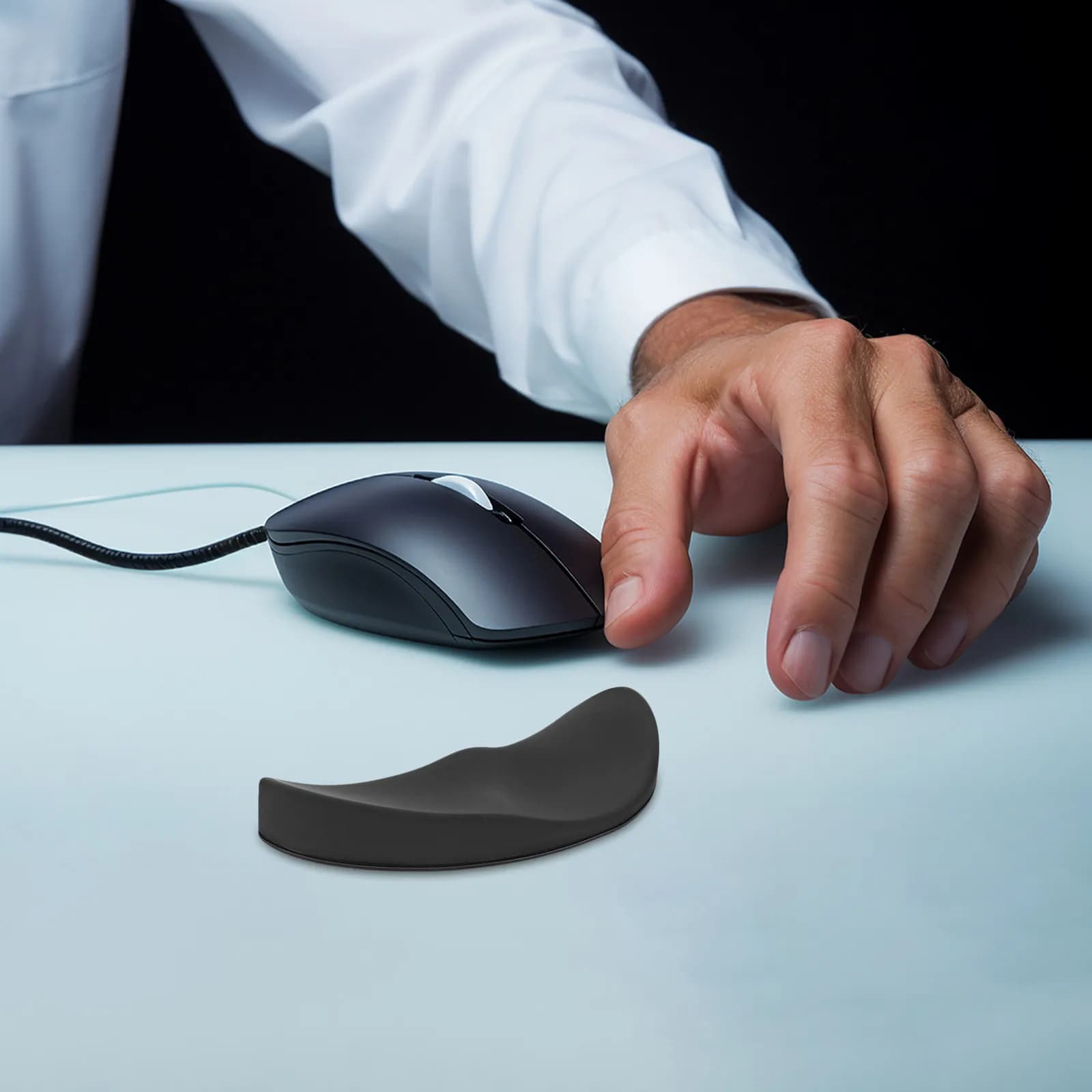 Cuscinetto Ergonomico in Silicone Nero per Polso Destro, Supporto per Mouse da Ufficio e Gaming, Previene la Tensione