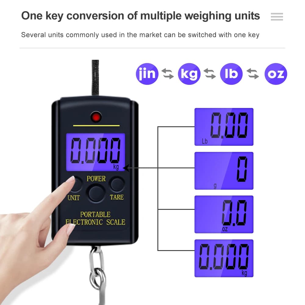 Bilancia portatile Display LCD digitale 40 kg Bagagli elettronici Appesi Valigia da viaggio Pesa Bagagli Bilancia Jin/ Kg/ Lb/ Oz