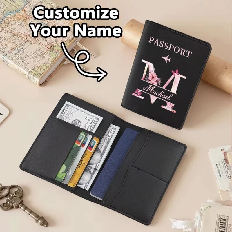 Customized Personalized Floral Passport Holder, Can Be Personalized with a Name - Can Print Names with 26 Floral Letters