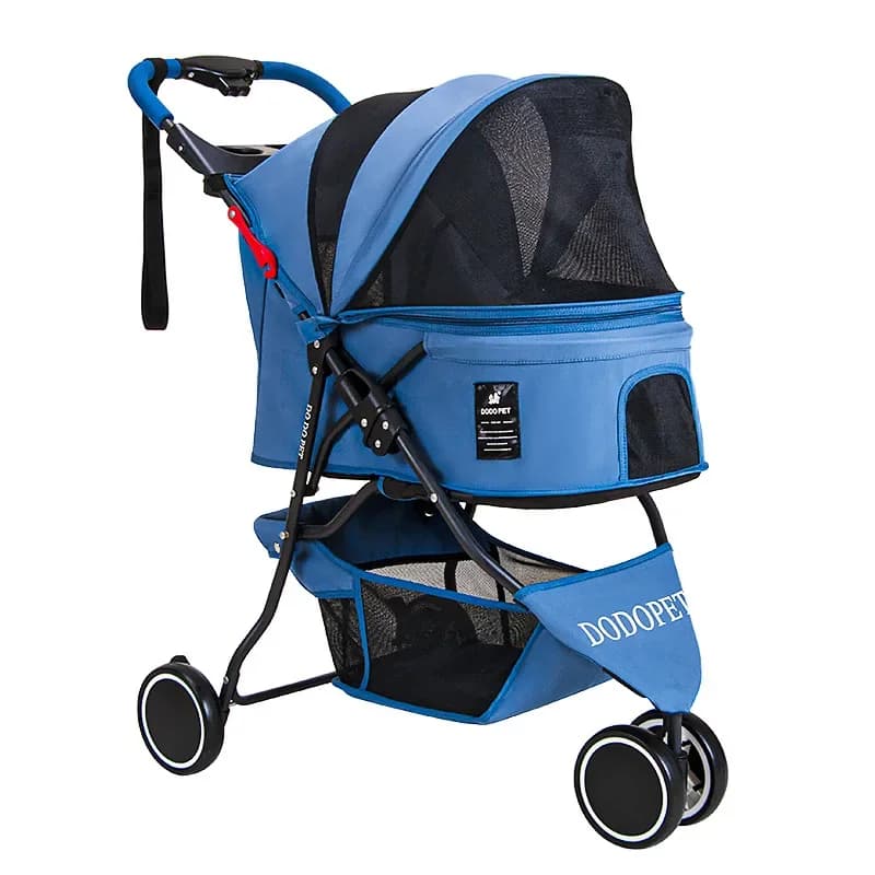 Passeggino Pieghevole Leggero per Animali Domestici, Carrello a 3 Ruote per Cani di Piccola Taglia e Uso Esterno Multi-Pet
