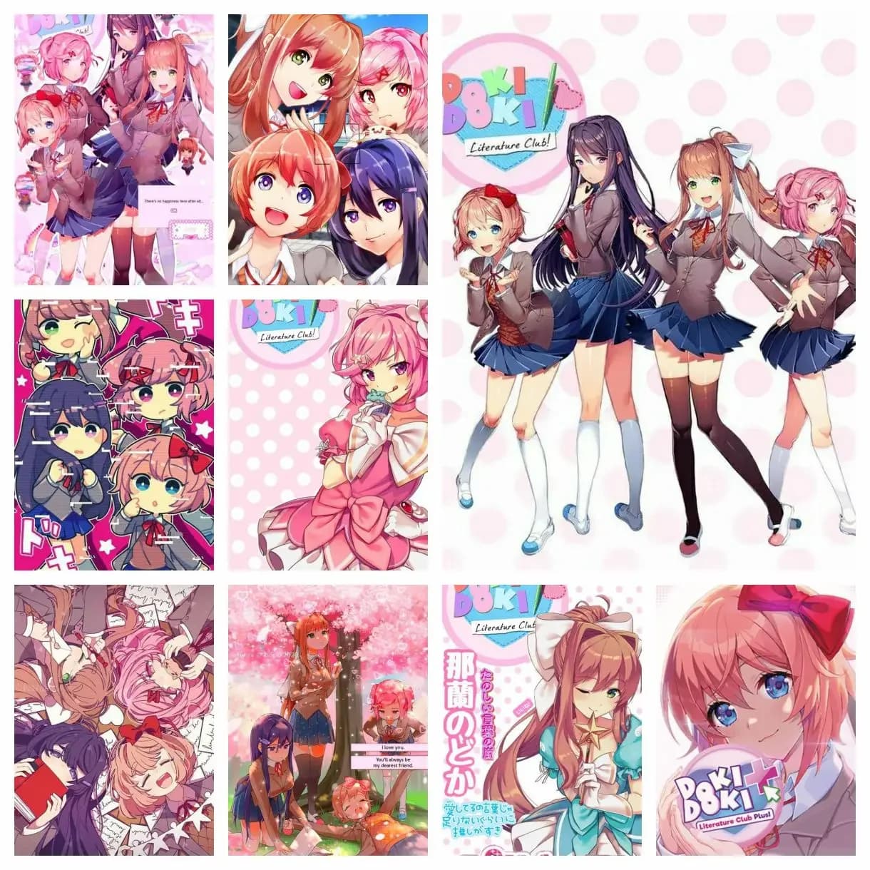 Doki D-oki Literature Club Game 5D DIY Full Square Round Diamond Painting Home Living Room Bedroom Bar Aesthetic Decoration