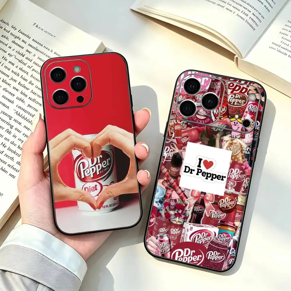 I Love D-Dr-P-Peppers Drink Phone Case For iPhone 17, 16,15,14,13,12,11 Plus,Pro Max, Others Soft Black Cover