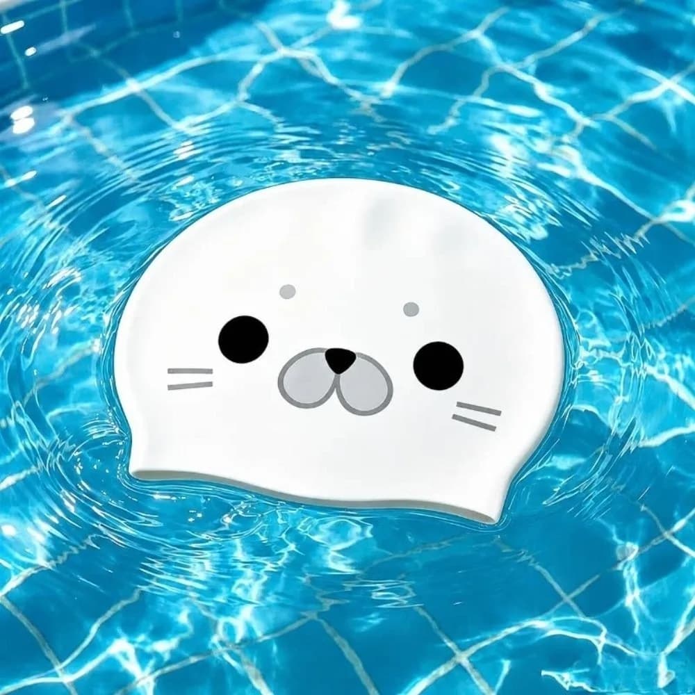 Cute Waterproof Silicone Swim Cap Cartoon Quick Dry Swimming Hat Funny Comfortable Fit Animal Printed Cap Pool Use