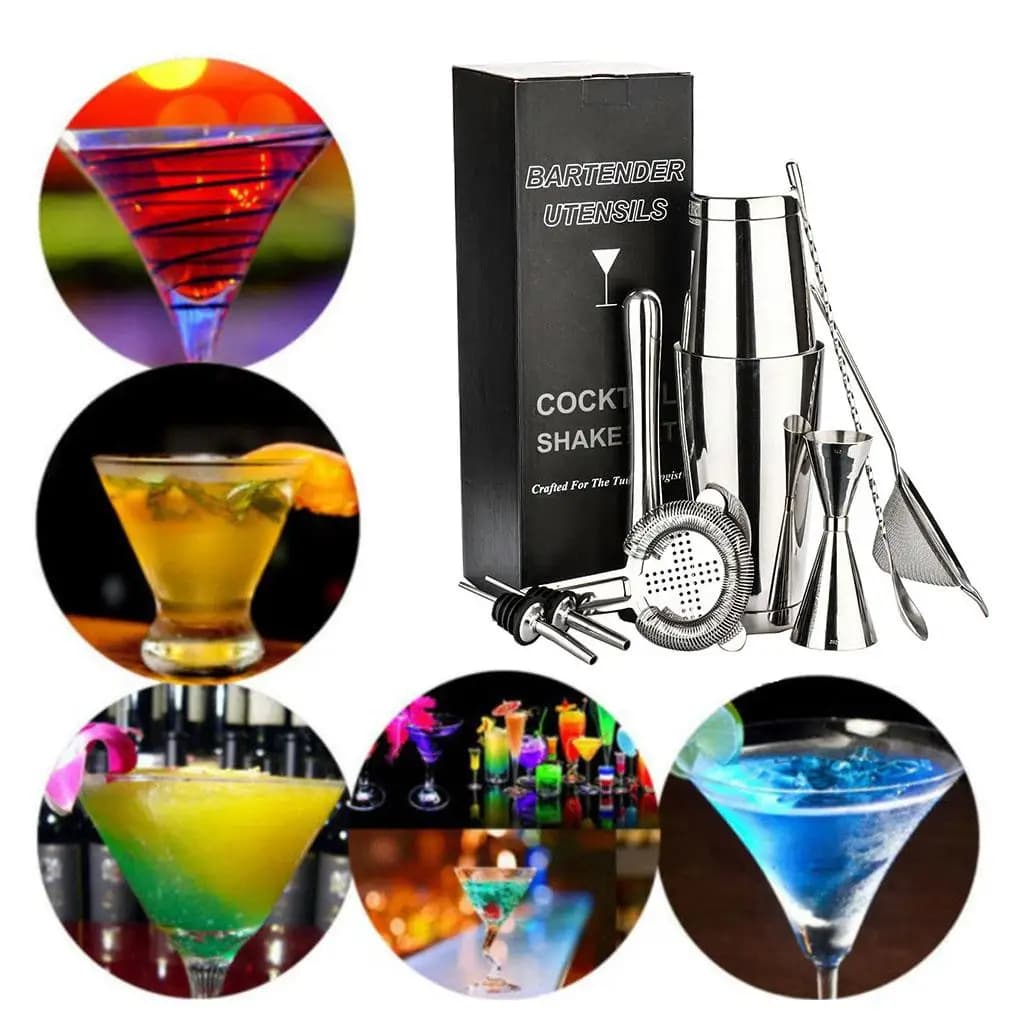 8PC Cocktail Martini Mixer Shaker Home Bar Bartender Utensils