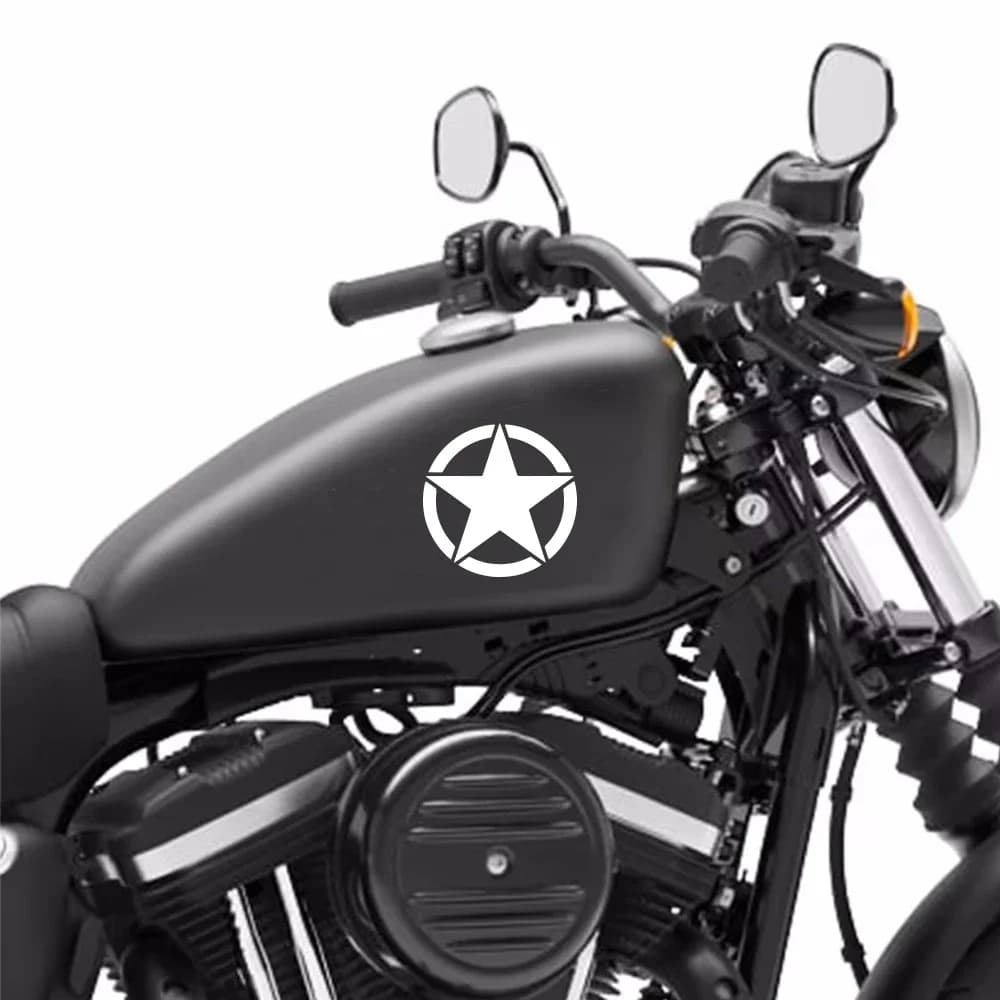 2 star-shaped stickers for motorcycle tank, vinyl decals for cars, bikes, helmet