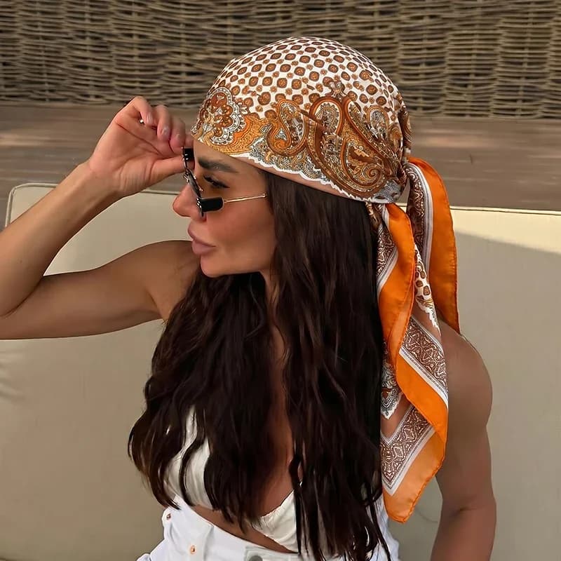 2026 Silk Shawl Square Scarf For 90cm Women Print Headband Foulard Satin Hijab Hair Bands Neckerchief Female Head Wraps Bandana