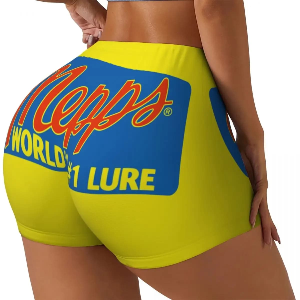 Custom Mepps World's #1 Lure Pocket Women Gym Workout Running Shorts Athletic Volleyball Biker Yoga Shorts