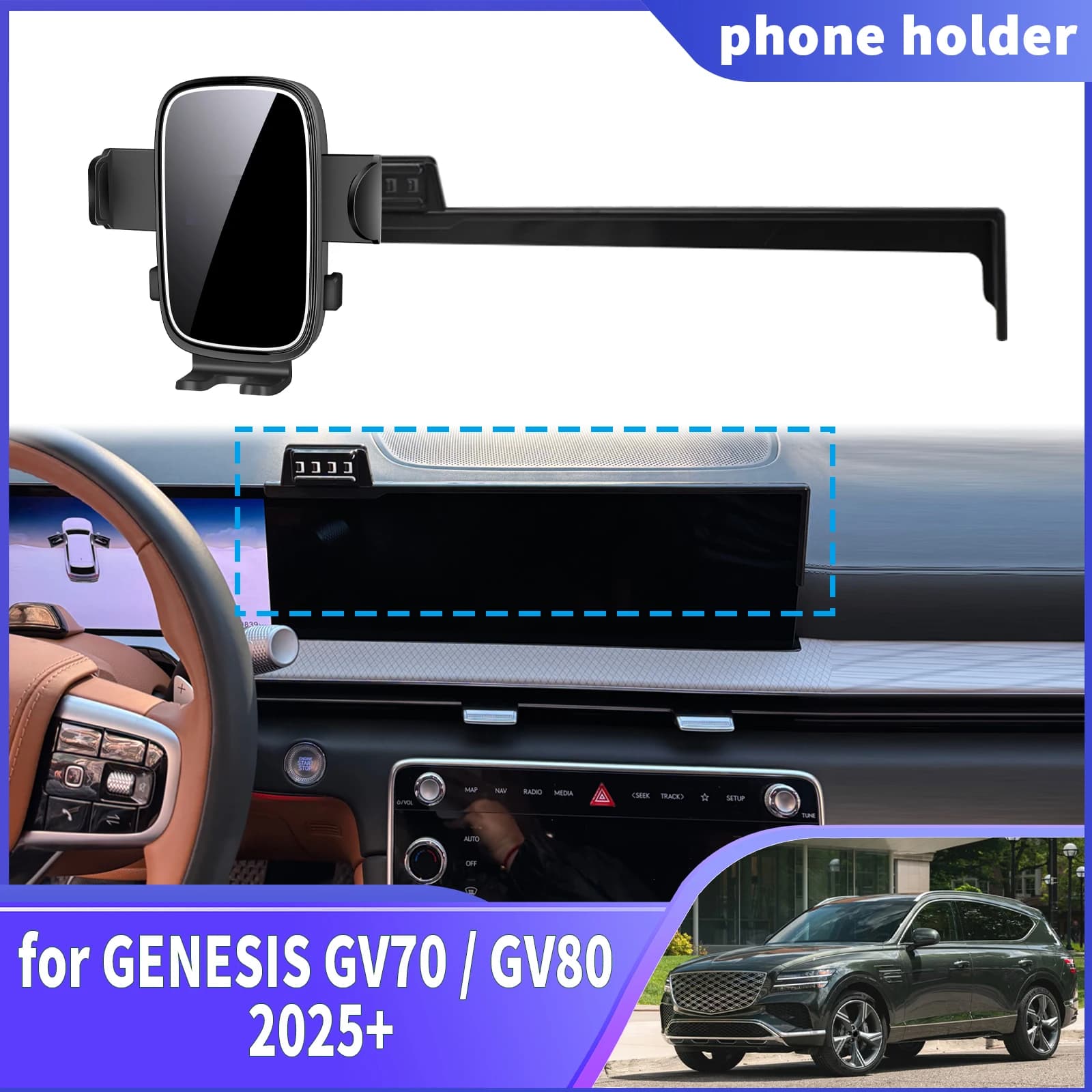 Supporto per telefono di navigazione personalizzato per GENESIS GV70 / GV80 2025 2026 2027 - Accessori auto