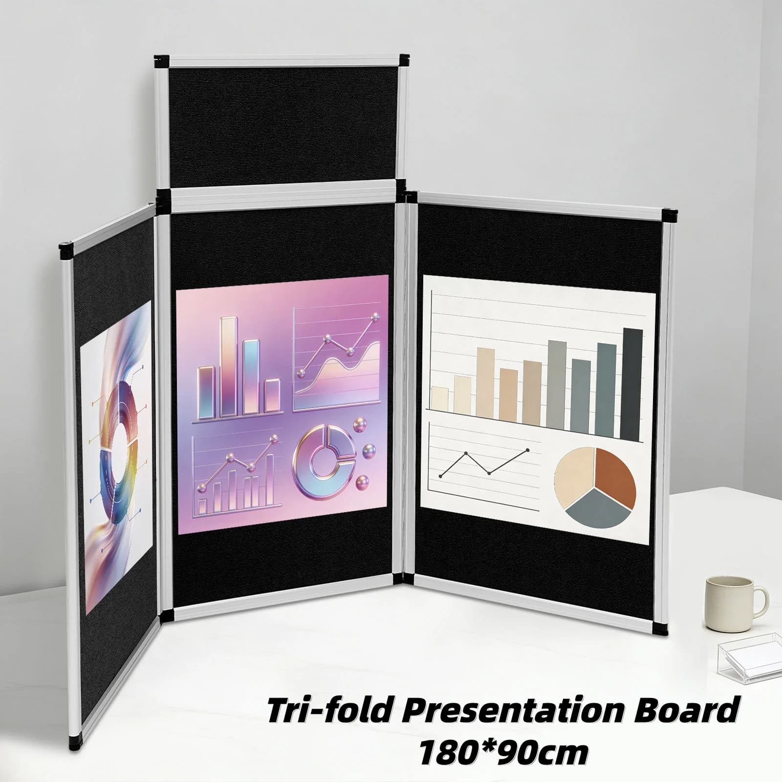 Tri-fold Presentation Board with Carry Bag Folding Trade Show Display Board for Exhibitions Shopping Malls Home Decor