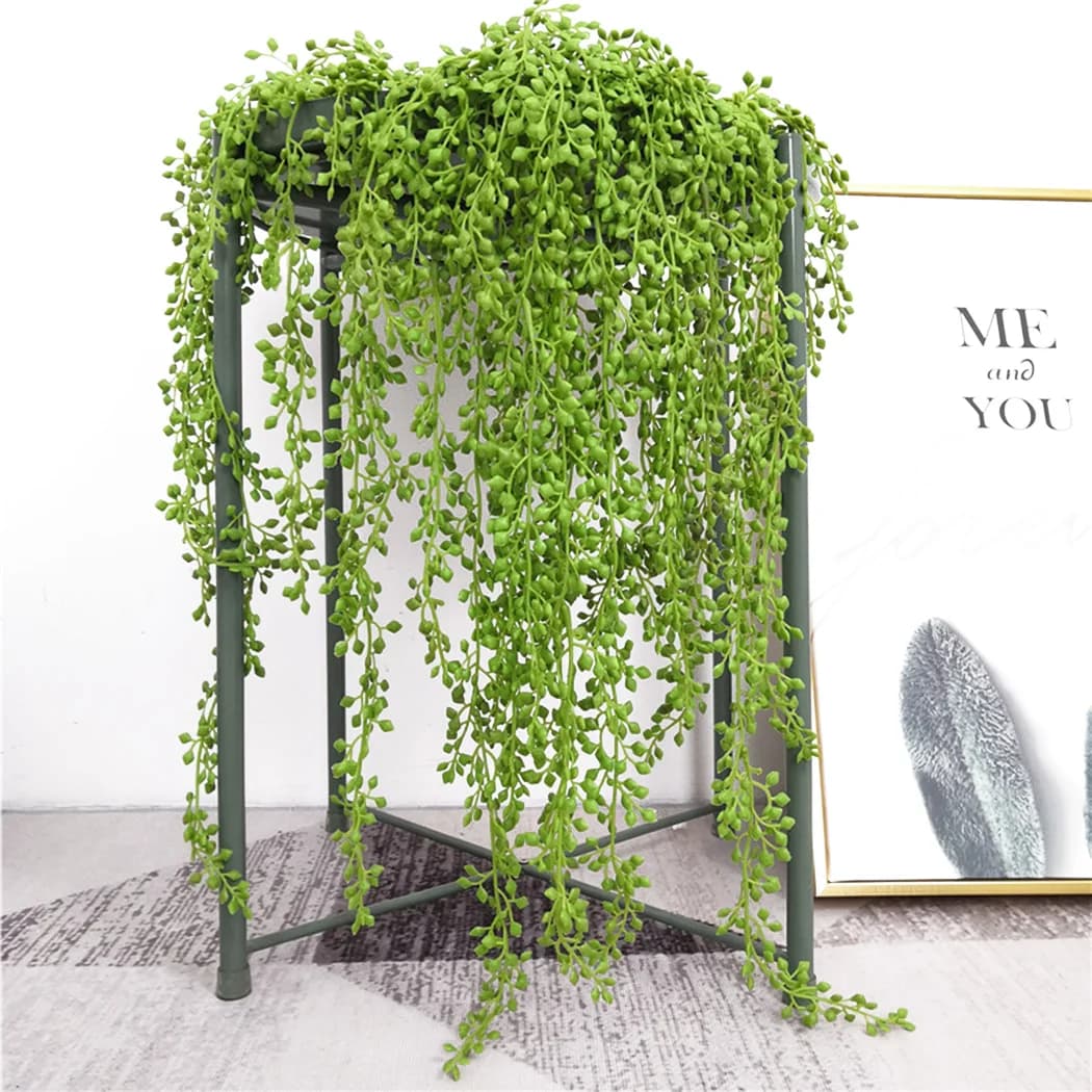 Artificial Plant Faces Wall Hanging Rattan Leaves Coppers Outdoor Garden Home Decoration Plastic Silk Foil Green Edera Plant
