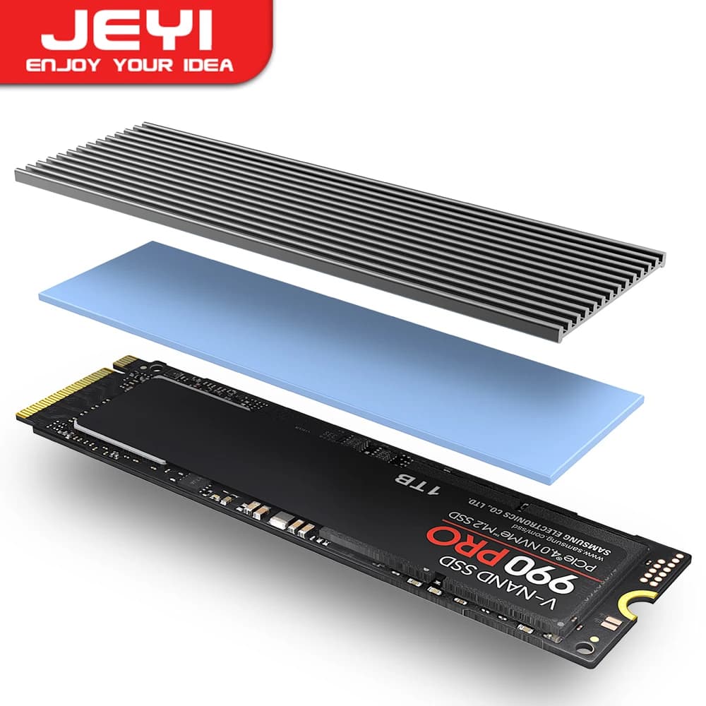 Dissipatore di calore JEYI M.2 SSD, radiatore PS5 in alluminio Unità a stato solido Dispositivo di raffreddamento Pad termico in silicone per SSD NVME NGFF M2 2280 PCI-E