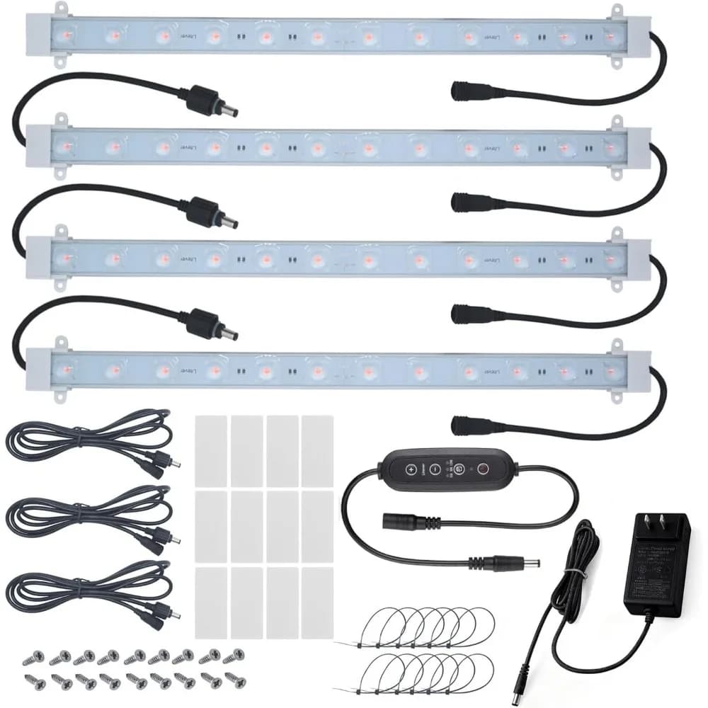 LED Strips for Cultivation 36W 4×16" with Timer, Extension Cables, Serre and Indoor Cultivation Supports