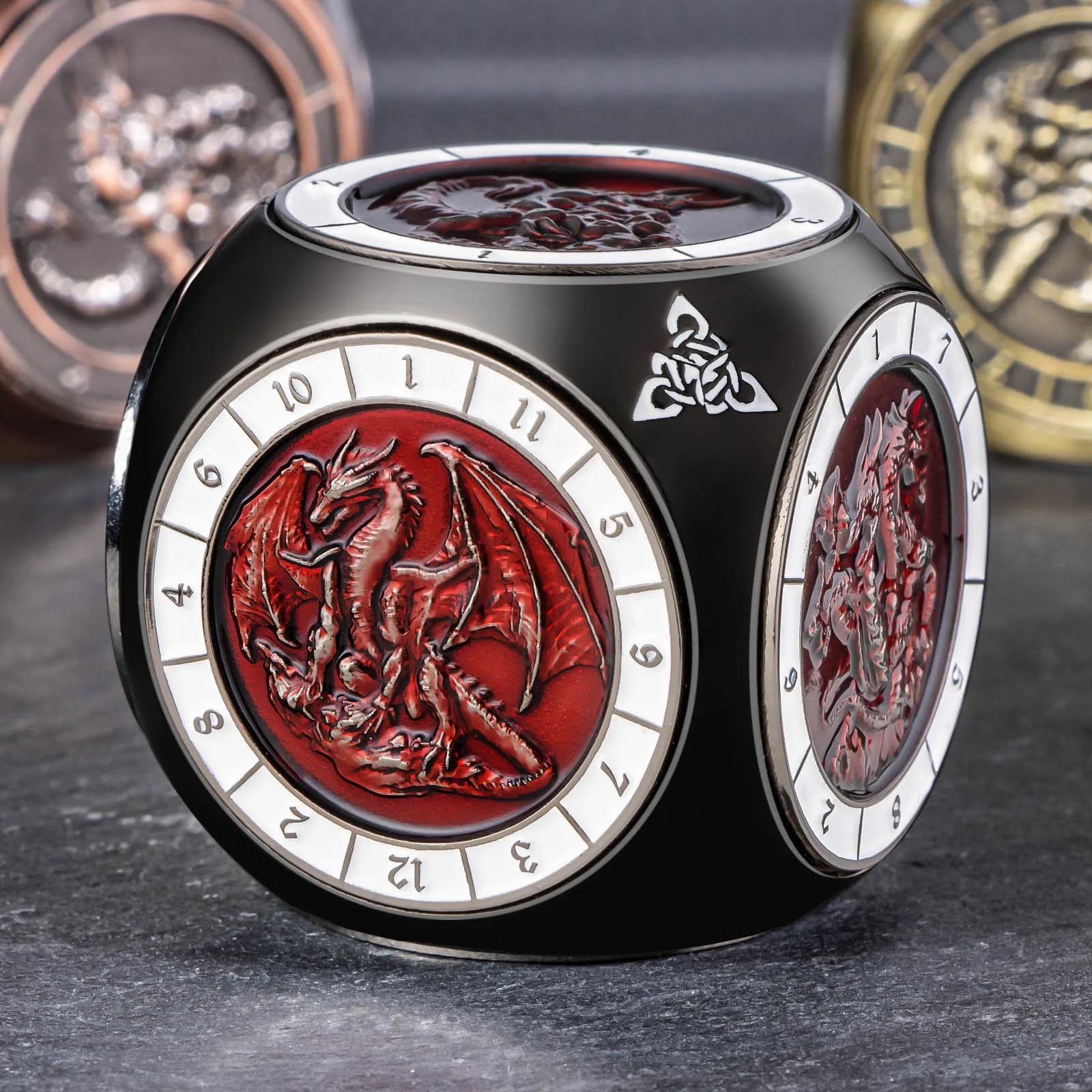Dadi in metallo Spinner DND 7 in 1 Dadi poliedrici D&D in rilievo 3D per giochi di ruolo di ruolo Dungeon and Dragon