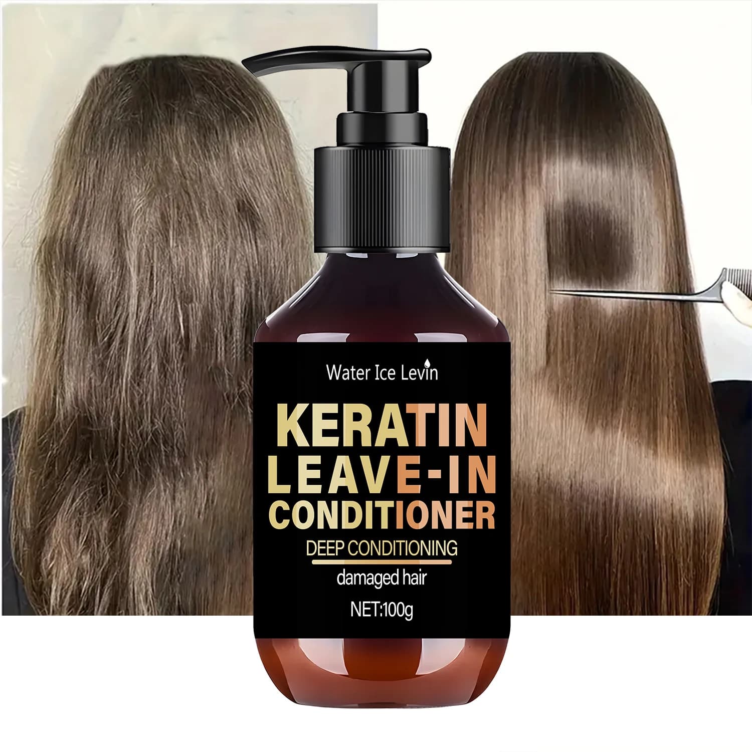 Keratin without rinsing with biotin and collagen: repairs damaged hair for deep moisture, softness and shine, hair treatment.