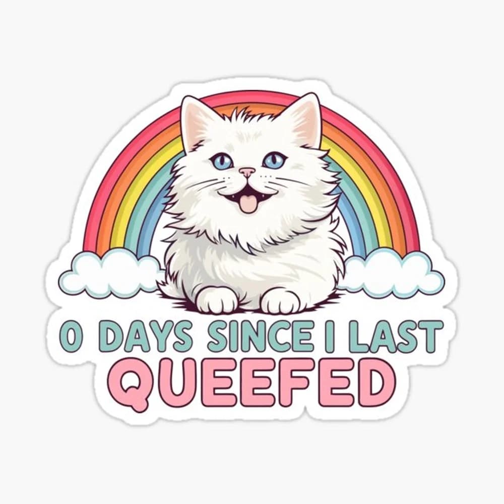 0 Days Since I Last Queefed Funny Love Queefing Queef Joke Sticker for Laptop Decor Bedroom Car Cute Cartoon Art Fashionable Pub
