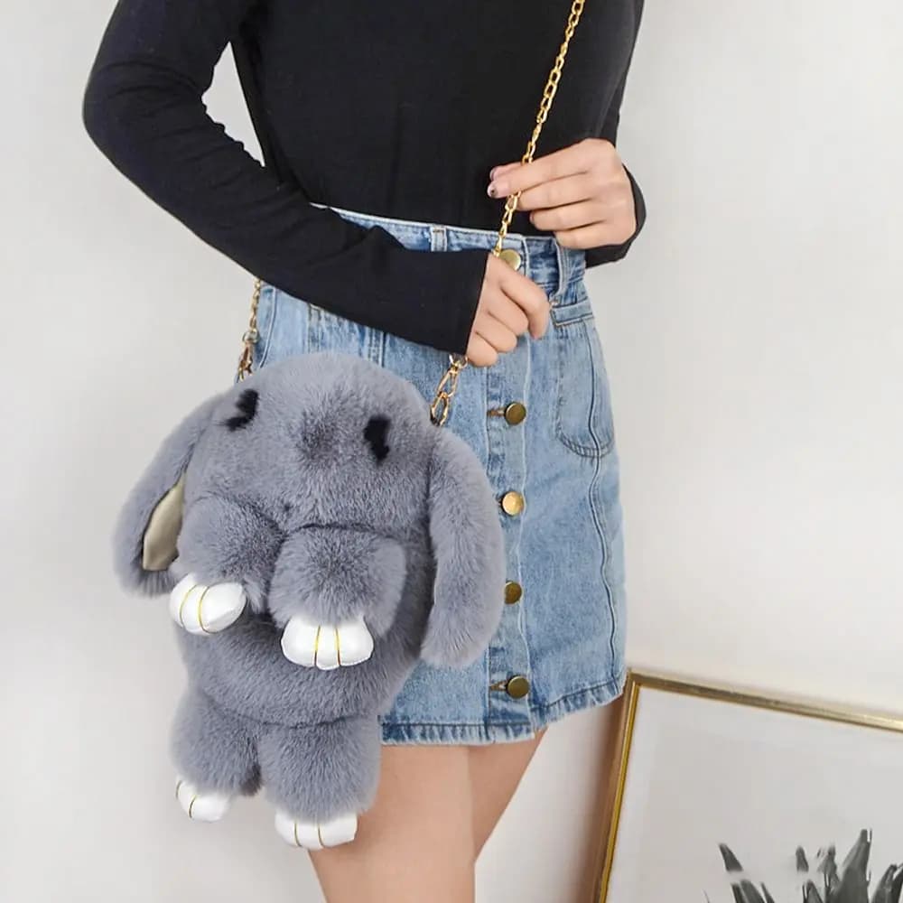 Borsa per conigli Borsa per conigli a catena in peluche Borsa per conigli in peluche Borsa a tracolla monospalla da donna imitazione coniglio Rex