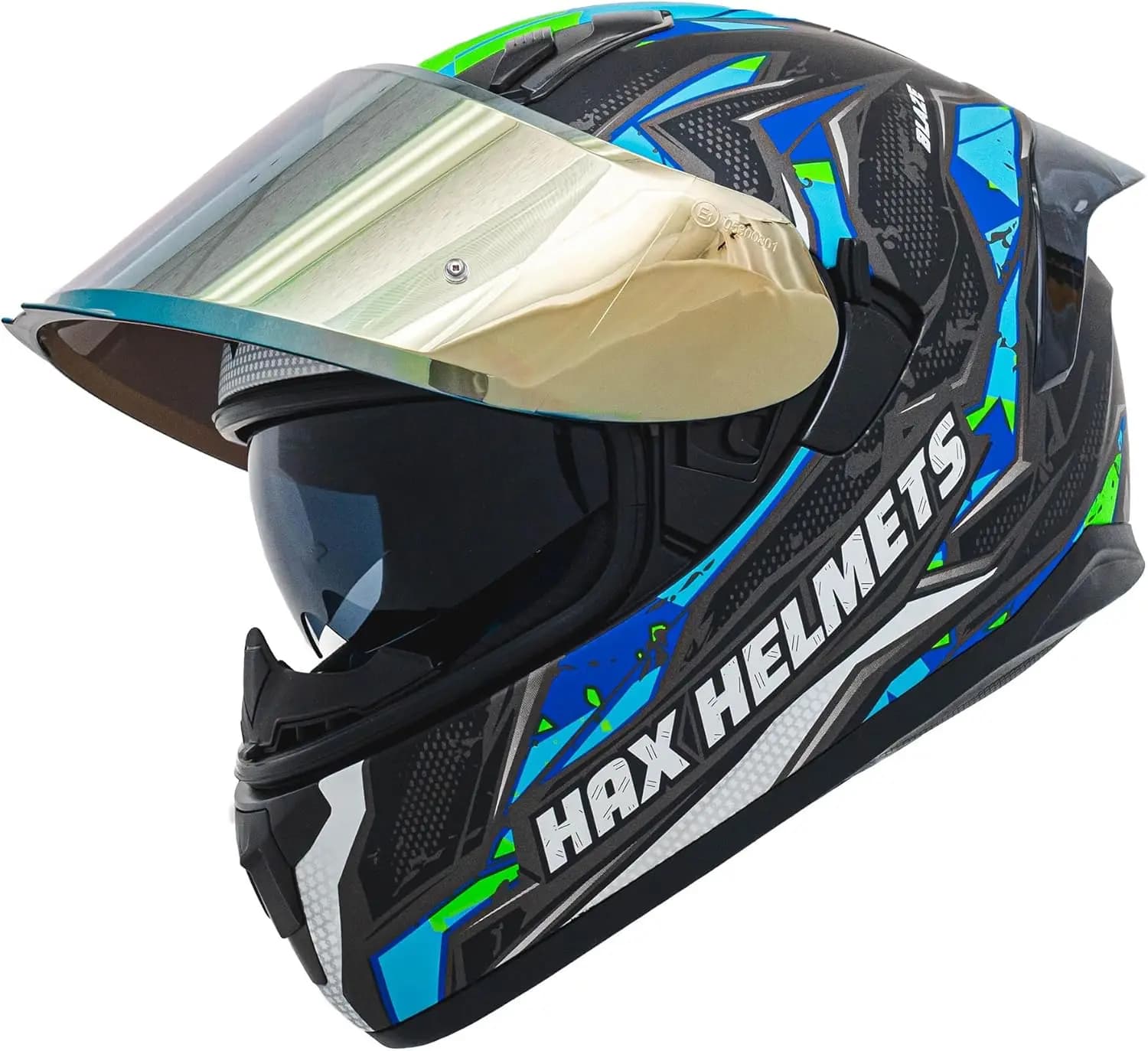 Casco moto per adulti Obsidian Full Face con doppia visiera per moto da strada con Pinlock Ready Approvato DOT (Blaze Blue XL)