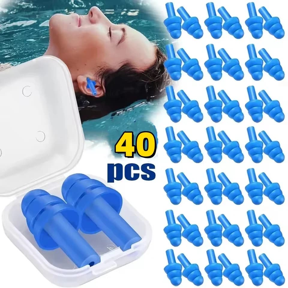 Waterproof Soft Silicone Reusable Ear Caps Noise reduction Ear plugs for sleeping with storage box for swimming, surfing, snorkeling